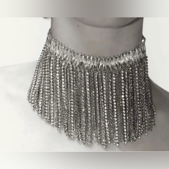 Zara - CASCADING CHOKER WITH RHINESTONES - Silver - Picture 5 of 6